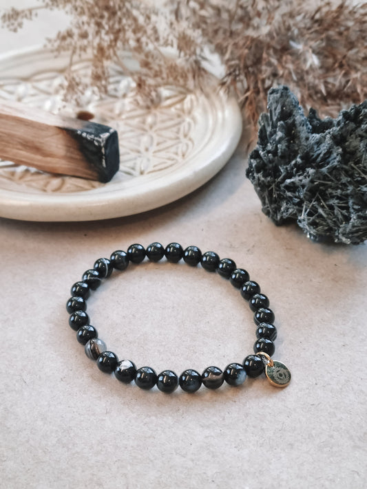 Mantra ENERGY Armbånd – Jording – Svart Agat -