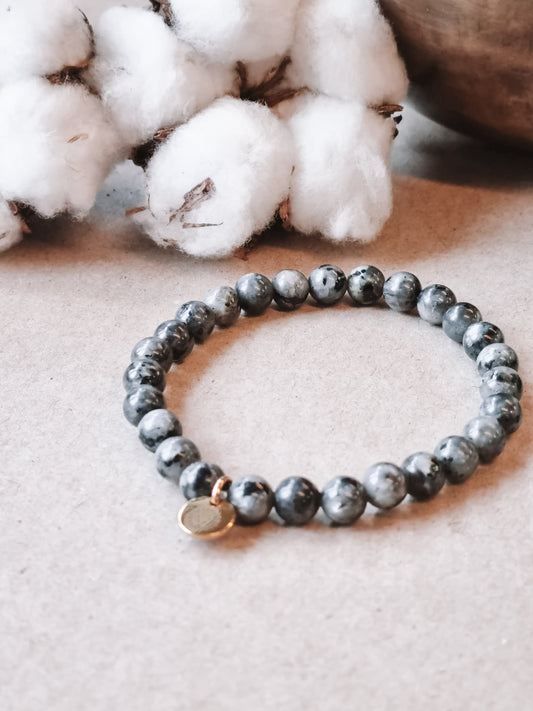 Mantra ENERGY armbånd – Dedikasjon – Svart larvikitt -