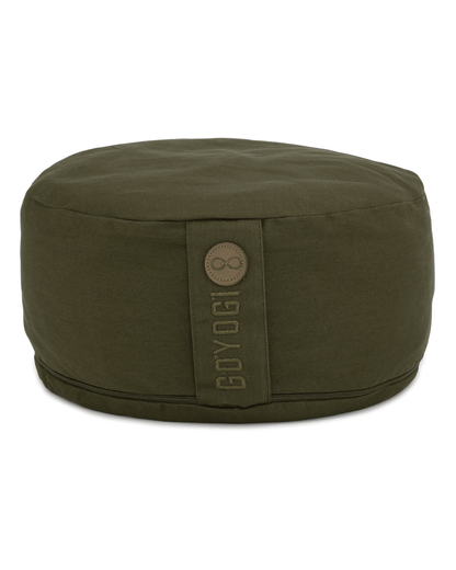 Calm Organic Cotton Round Meditation Cushion - Dark Olive