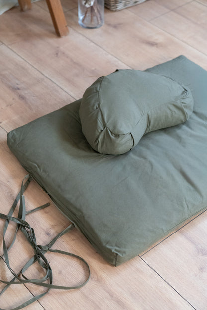 Calm Crescent Meditation Cushion - Dark Olive