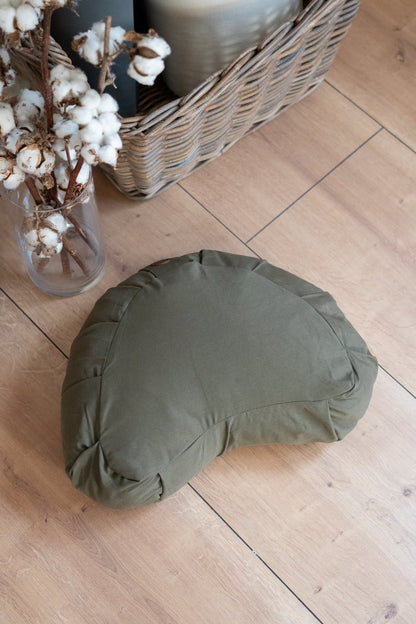 Calm Crescent Meditation Cushion - Dark Olive
