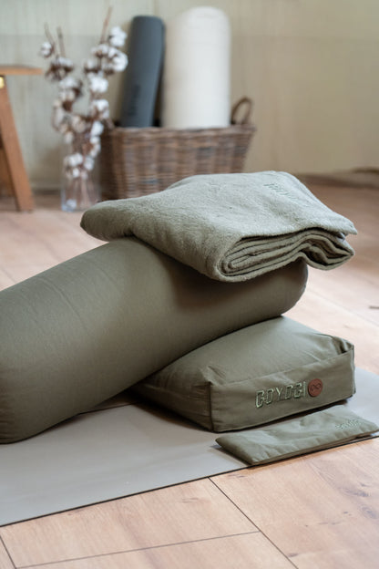 Calm Organic Cotton Yoga Blanket - Dark Olive