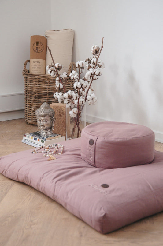 Calm Organic Cotton Round Meditation Cushion - Rose