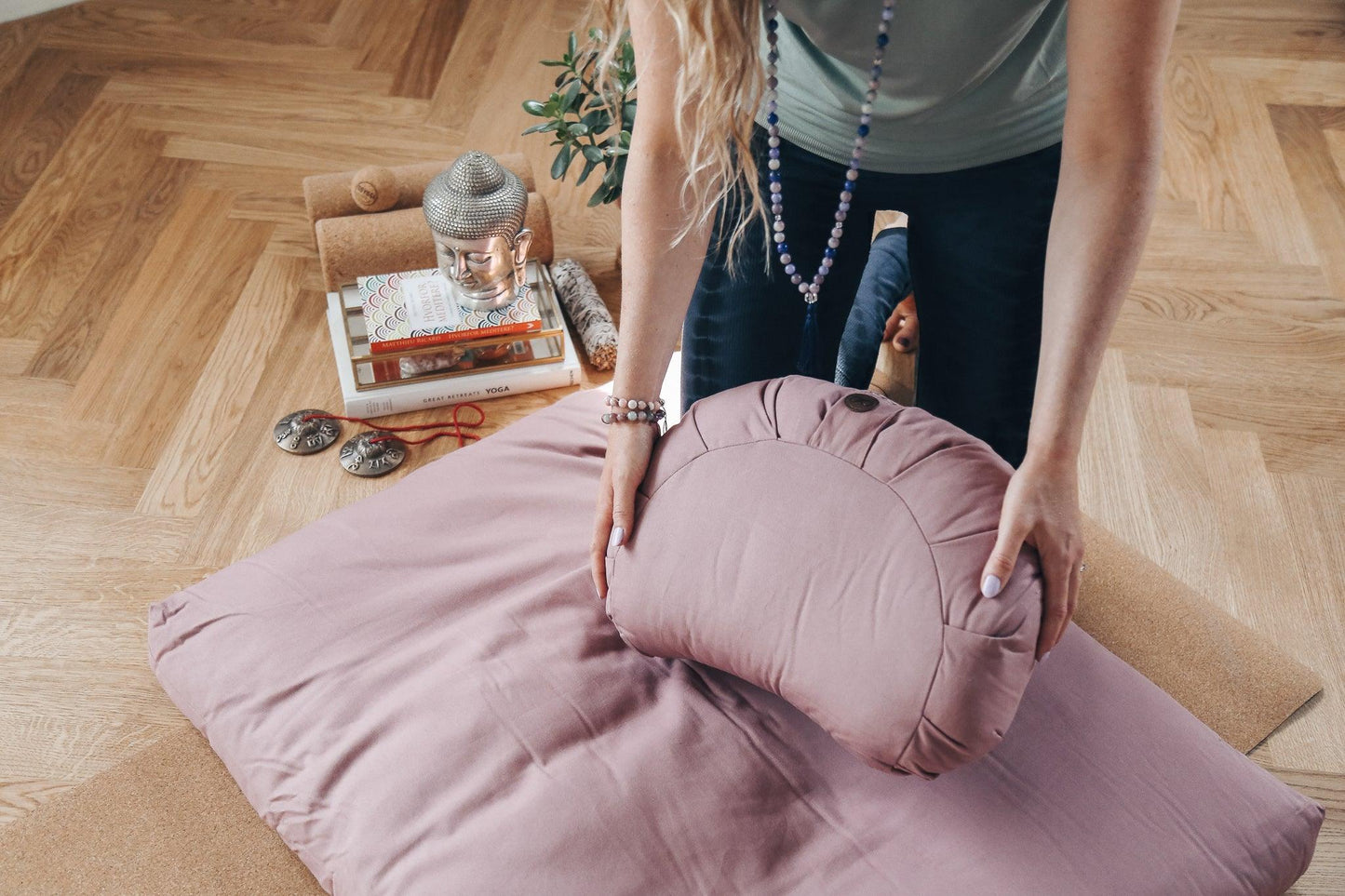 Calm Crescent Meditation Cushion - Rose