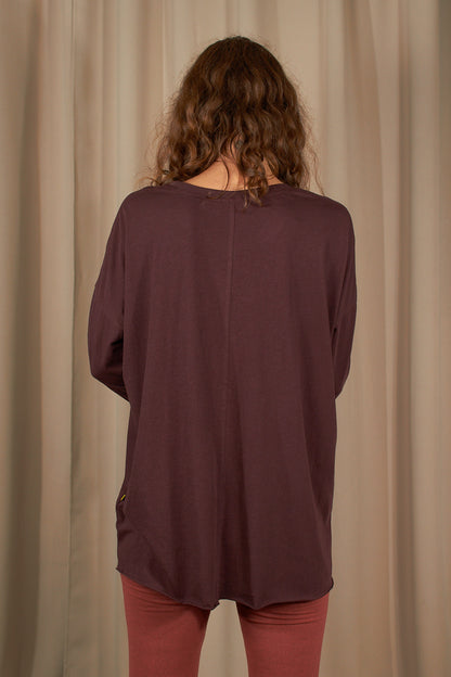 Lion Drapy Tee - Dark Plum